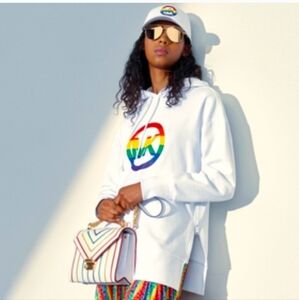 Michael kors, white hoodie pride collection worn once. Size Med.